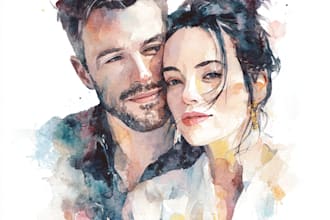 draw a watercolor couple portrait