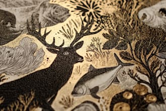 create digital drawings of botanical, animals and birds