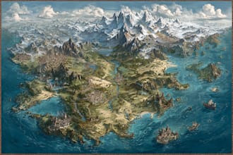 create a fantasy map illustratio