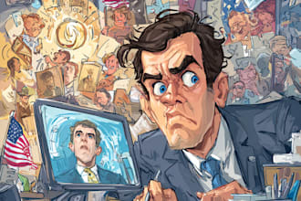 create a political or satirical cartoon