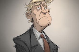 do a political caricature and cartoon
