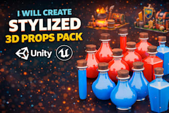 create low poly 3d props pack for games, unity or unreal