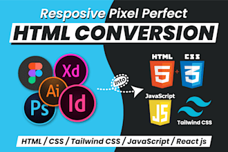 convert figma or psd to html responsive website with tailwind css