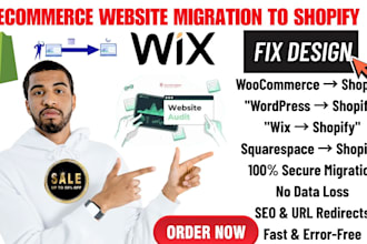 migrate woocommerce wordpress wix squarespace ecommerce website to shopify