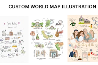 customized hand drawn ink wedding map
