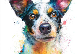 a rainbow watercolor portrait of your pet
