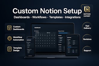 custom notion setup, notion dashboard design, notion expert, notion template