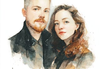 draw a watercolor couple portrait