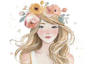 create unique watercolor character illustration