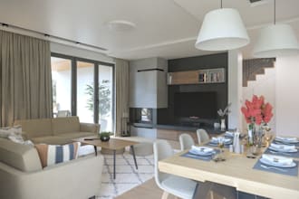 redesign 3d modern apartment interior, cgi furniture layout, contemporary style
