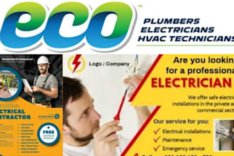 design cleaning, handyman, lawn care, plumbing flyer and postcard