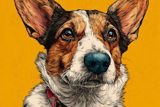 create a pet portrait cartoon style from photo