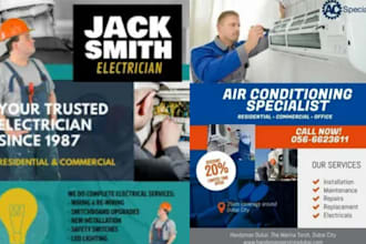 do professional handyman car wash, servicing, cleaning flyer and postcard design