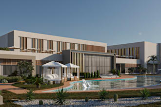 visualise 3d front elevation,exterior design,pool deck,real estate,lumion render