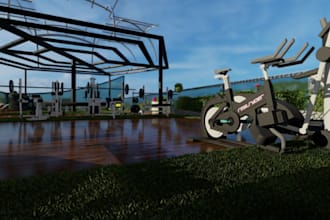 optimize luxury outdoor, gym rooftop landscape 3d architecture masterplan design