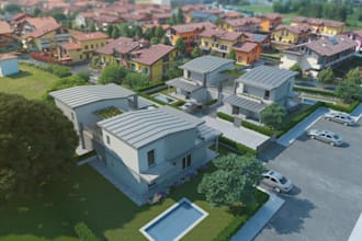 design 3d italian residential area,outdoor furniture space,open concept interior