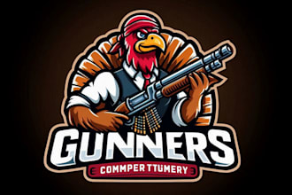 create an eye turkey gunners mascot sport logo