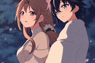 create custom anime couple art or comission illustration art