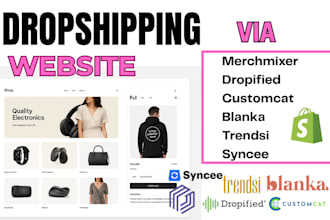 design shopify dropshipping store via autods dropified blanka trendsi zendrop