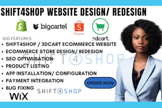 build shift4shop 3dcart shopify ecommerce online store website design redesign