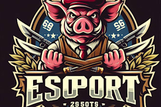 design high quality vintage pig esport logo with t shirt design