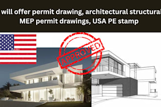 offer permit drawing, architectural structural mep permit drawings, USA pe stamp