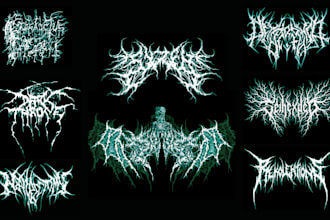 design chrome metallic black slaming, goregrind brutal death metal logo for band
