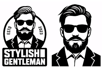 do a black and white vector face portrait logo, stencil art