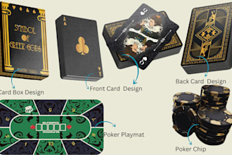 design custom  52  poker playing cards  poker playmat card box design, rule book