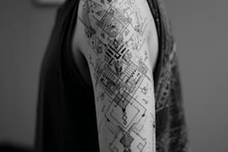make tattoo design linework, geometrical sleeve tattoo
