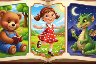 3d children book illustration and children story book for kids