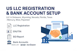 register your US llc and open bank accounts with mercury, wise, payoneer