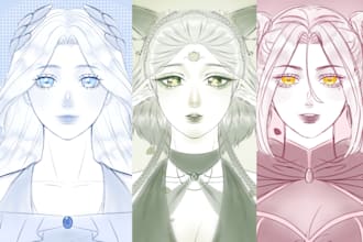 draw a halfbody ych sketch in anime style