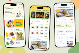 develop coffee shop app, food delivery app, grocery delivery app, restaurant app