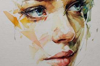 paint a unique surrealist watercolor portrait art