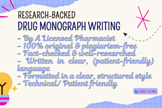 write drug monographs and pharmaceutical articles