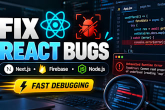 fix react nextjs firebase nodejs bugs and errors