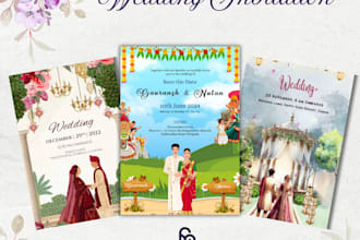 design beautiful indian wedding invitation video or card