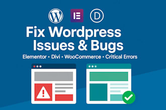 fix wordpress issues bug critical error, elementor pro, divi website expert help