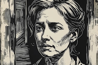 custom portrait in linocut style