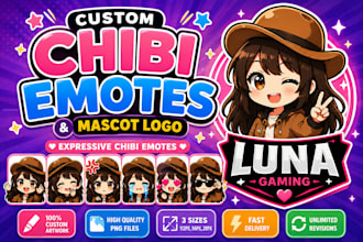 draw custom chibi emotes and mascot logo