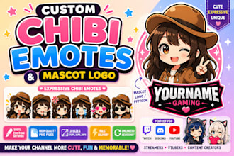 draw custom chibi emotes and mascot logo