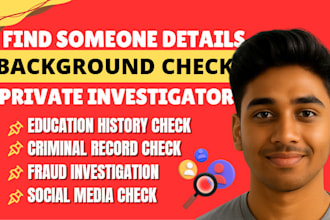 background check US person find someone as osint private investigator detective