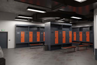 render gym locker room design,dressing hub,modern locker room,fitness center,cgi
