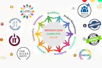 do a complete mondaycom setup with eight departments for a company