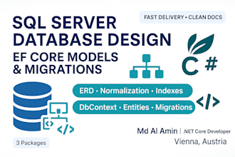 design sql server database and implement ef core models and migrations