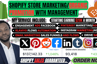 promote shopify store, marketing, manage ecommerce, traffic to boost store sales