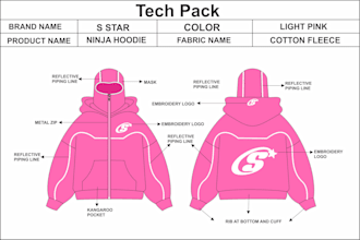 make fashion tech pack and clothing tech pack designs