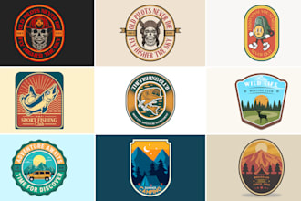 do vintage,fishing,hunting,camping logo and wine,vodka,can label for you