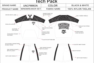 create fashion tech packs and clothing tech packs designs
